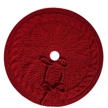 Jupe de sapin de Noël bordeaux en maille torsadée 45 cm