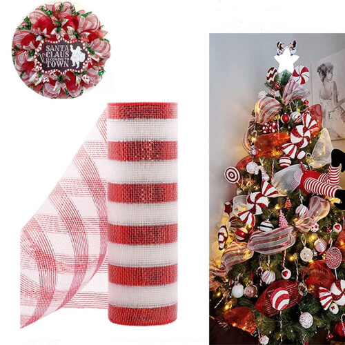 Fita de Natal em malha decorativa Giyblacko, 10 polegadas, 30 pés.