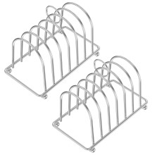 Grusce2or5Pcs Toast Rack with Ball Feet, 6-Slot Stainless Steel Bread Stand for Toast, Sandwiches - Silver