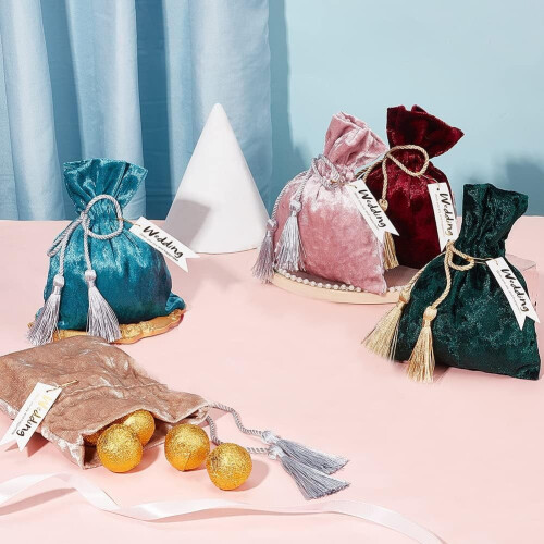 Samt-Schmuckbeutel mit Quaste, 10 x 14 cm, 5er-Pack 1