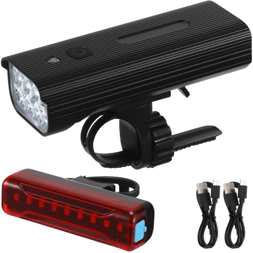 Bike Headlight with Tail Light USB Rechargeable 1 Set