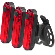 Fanale posteriore a LED per bicicletta, rosso brillante, confezione da 3, ricaricabile tramite USB.