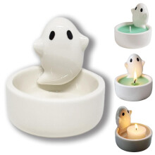 Keraaminen Halloween-kynttilänjalka, käsintehty, 1 kpl