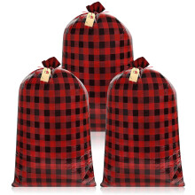 Sacs cadeaux géants à carreaux (3 pièces)