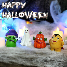 Set di bambole in resina per Halloween - 4 pezzi, tema zucca adorabile