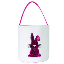 Borsa a cestino con coniglietto pasquale e fondo rotondo con paillettes, 1 pezzo