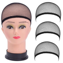 Toucas elásticas de nylon para peruca feminina, pacote com 3 unidades.