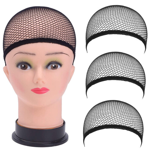 Elastische pruikmutsen voor dames, nylon mesh, 3-pack