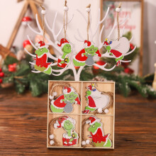 Décorations de Noël Grinch - Panneaux en bois à suspendre (12 pièces)