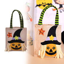 Ľanové halloweenske vrecko na cukríky na detskú párty, 1 kus