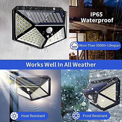 Solcellslampor för utomhusbruk IP65 Vattentäta 100-LED rörelsesensor 2
