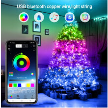 Guirlande lumineuse intelligente 100 LED, synchronisation musicale Bluetooth, alimentation USB