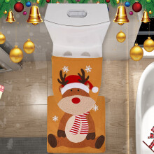 Ensemble de décoration de porte d'entrée de Noël avec couvercle de toilette et tapis de sol
