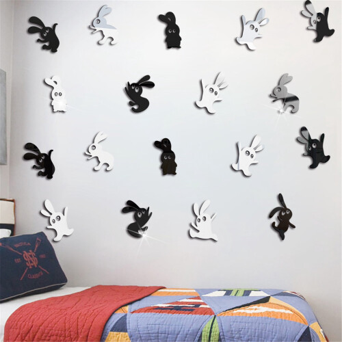 Easter wall stickers rabbit acrylic mirror decor 1