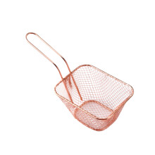 Mini vierkante frietmand van roestvrij staal, roségoud, 1 stuk