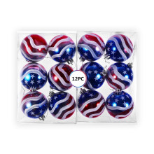 Boules de Noël patriotiques à étoiles et rayures, 12 pièces, pour le 4 juillet