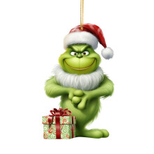 Pendentif Grinch pour sapin de Noël en acrylique vert (1 pièce)