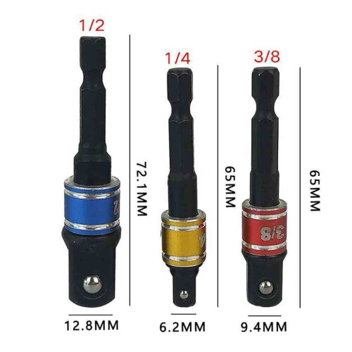 Conjunto de Adaptadores para Soquete de Impacto Capino 1/4 3/8 1/2 Polegadas 3 Peças 2