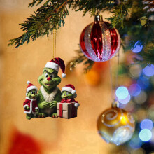 Décoration de sapin Grinch multicolore en acrylique (1 pièce)