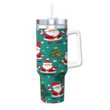 40oz Stainless Steel Tumbler with Handle and Straw
