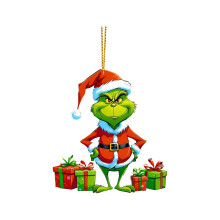 Grinch kersthanger van acryl, 2D platte decoratie