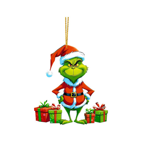 Grinch kersthanger van acryl, 2D platte decoratie
