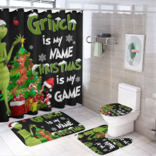 Weihnachtsmann-Badematte und Duschvorhang-Set (4-teilig)