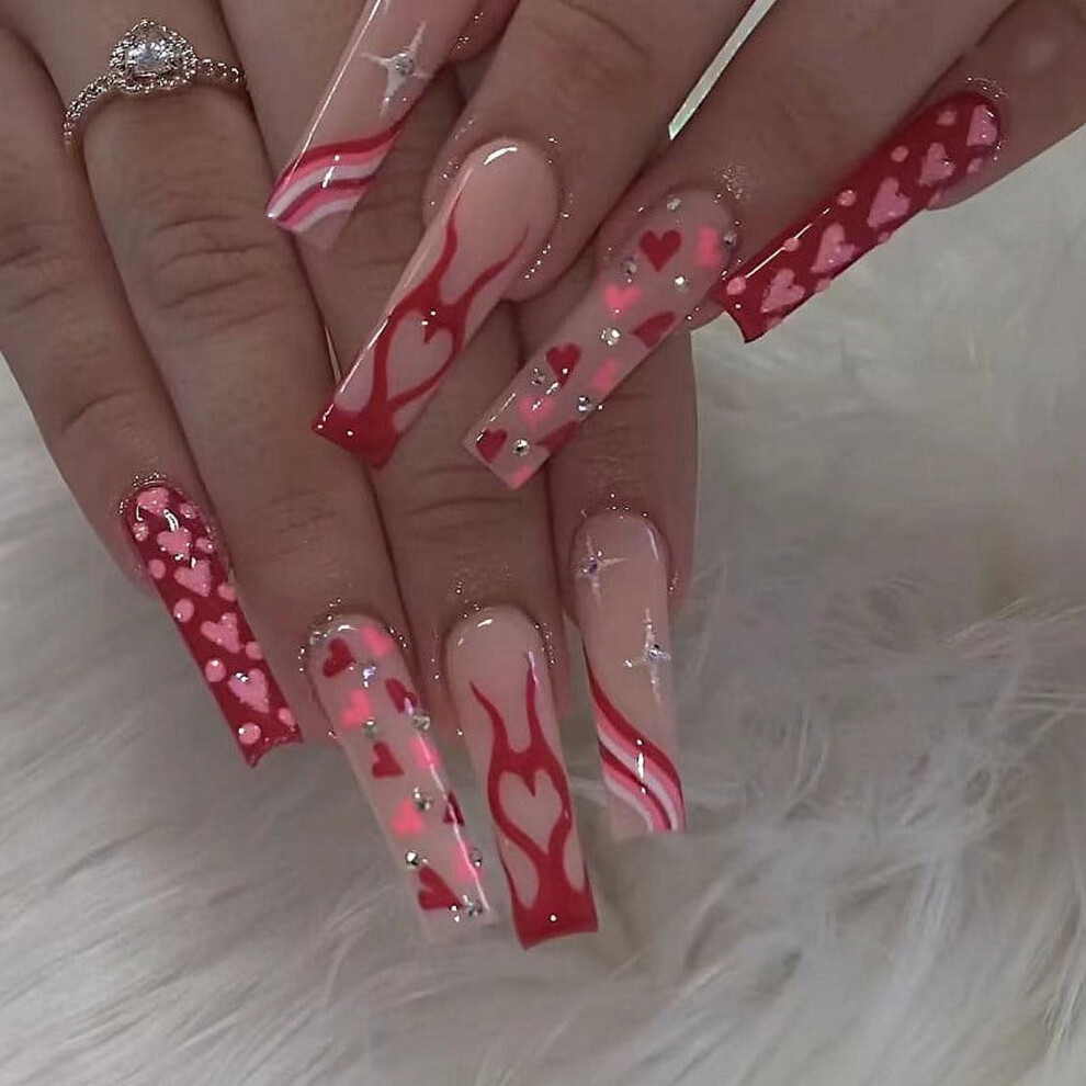 Press-On Nails Glitter Short 24PCS with Nail Glue
