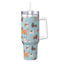 40oz Stainless Steel Tumbler with Handle and Straw