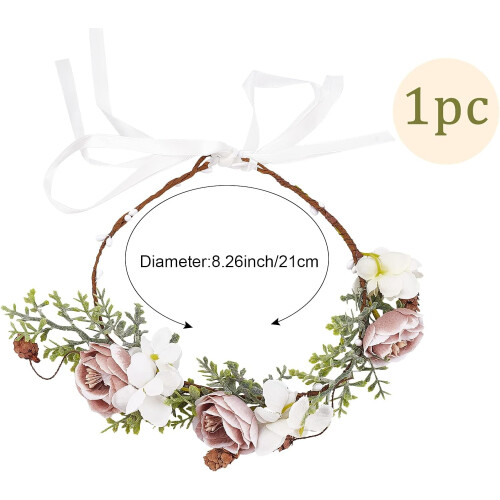 Couronne de fleurs avec bandeau ajustable à ruban 1