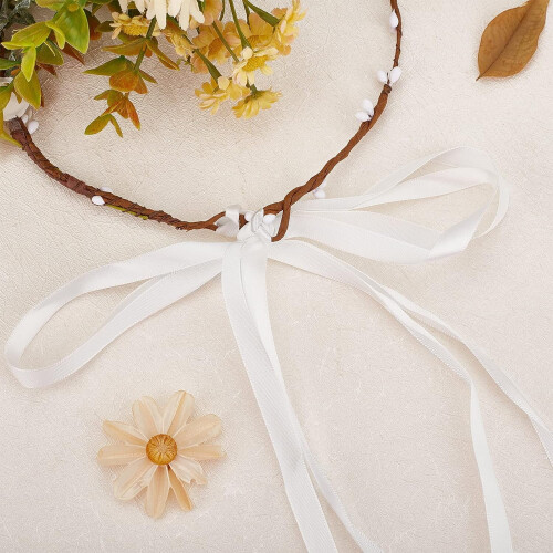Couronne de fleurs avec bandeau ajustable à ruban 2