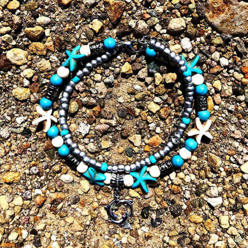 Γυναικείο βραχιόλι αστραγάλου σε σχήμα boho με σχέδιο χελώνας και αστερία 1