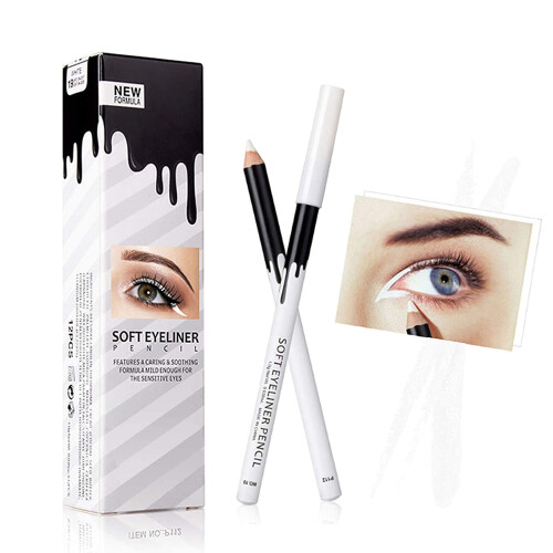 Crayon eyeliner blanc doux, waterproof et mat, 12 pièces