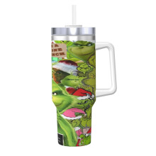 40oz Stainless Steel Tumbler with Handle and Straw