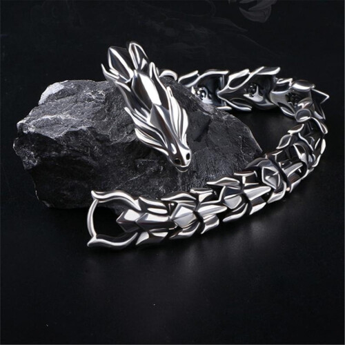 Bracciale da uomo in argento sterling con drago, 1 pezzo