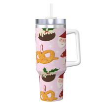 40oz Stainless Steel Tumbler with Handle and Straw