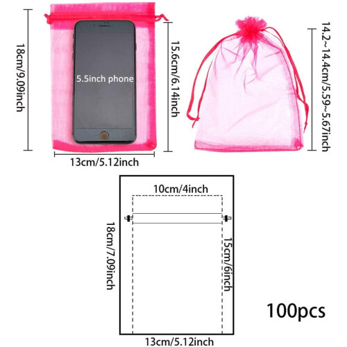 VioletRed organza drawstring bags5x7inch100pcs 1