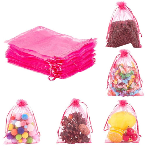 VioletRed organza drawstring bags5x7inch100pcs 2