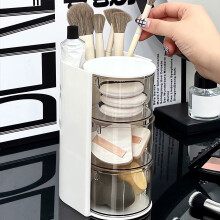 Porte-pinceaux de maquillage rotatif transparent en frêne (1 pièce)