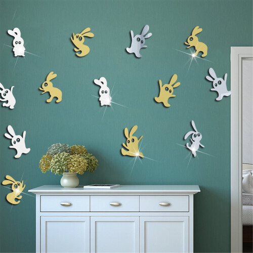 Easter wall stickers rabbit acrylic mirror decor 2