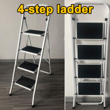 4 Step Ladder, Premium Quality Folding Step Ladder for DIY and Gardening - Anti Slip Feet, Easy to Store Ladder, 150KG Max Capacity - Durable Steel