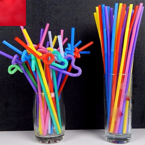 Flexible Plastic Drinking Straws 10.2 Inches 500 Pcs