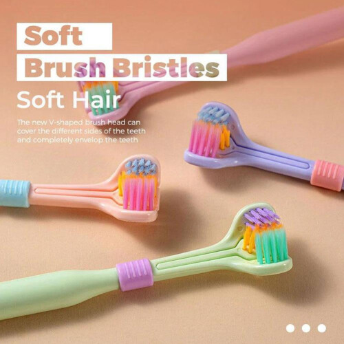 Brosse à dents adulte à 3 faces couleur macaron 1