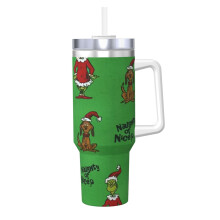 40oz Stainless Steel Tumbler with Handle and Straw