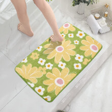 Tapis de bain antidérapant en microfibre à motif chrysanthème