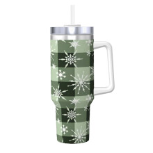 Christmas plaid tumbler stainless steel 40 oz with handle