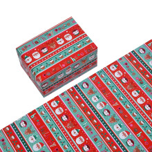 Papier cadeau de Noël à carreaux verts, motif flocons de neige, 1 pièce