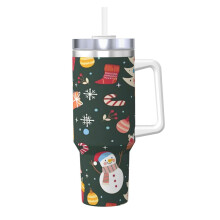 40oz Stainless Steel Tumbler with Handle and Straw