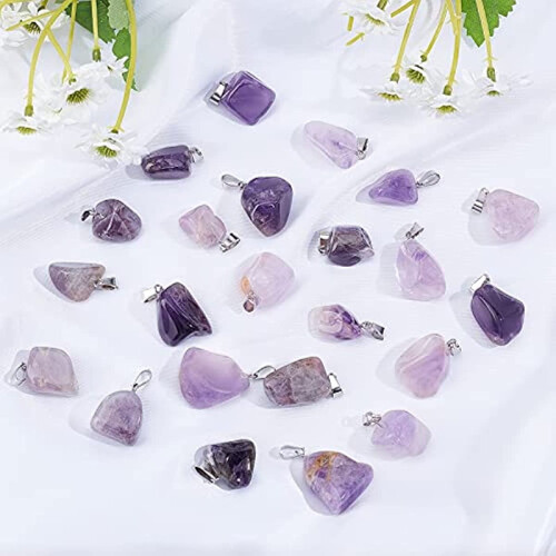 Amethyst Pendants Natural Stone24pcs3x7.5mm Hole 2