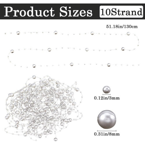 Collier de perles artificielles grises 3-8 mm, 10 brins 1